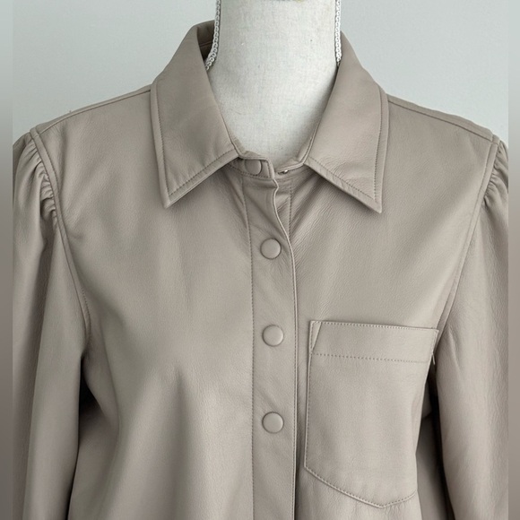 Tahari Button Down Faux Leather Jacket - Picture 2 of 10